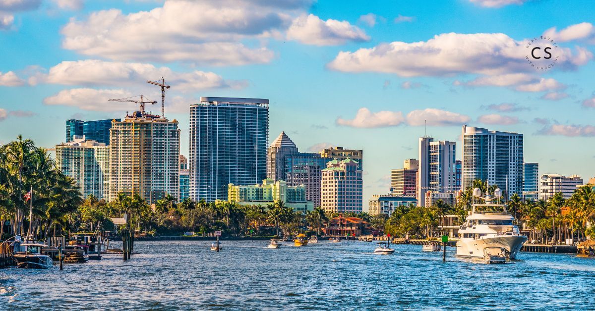 High-rise luxury condos along Fort Lauderdale Beach and the Intracoastal Waterway in South Florida